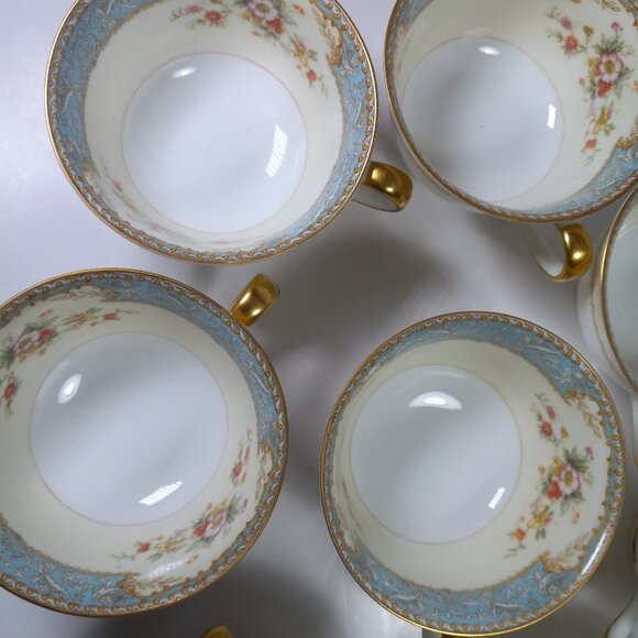 Noritake Blue Dawn Teacup Vintage Porcelain 1947-52 Gold Lustre Rims & Handles - Picture 10 of 13